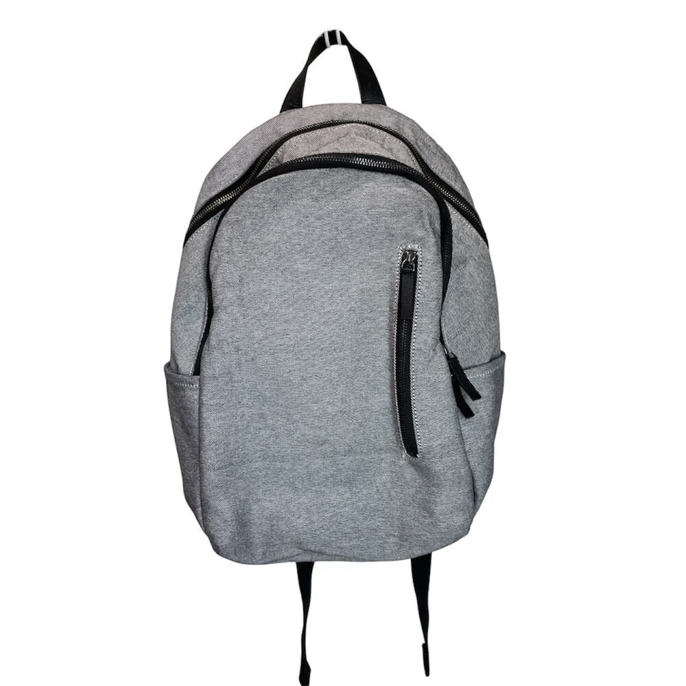 Everlane Modern Commuter Backpack Gray Canvas Leather Laptop Travel Work